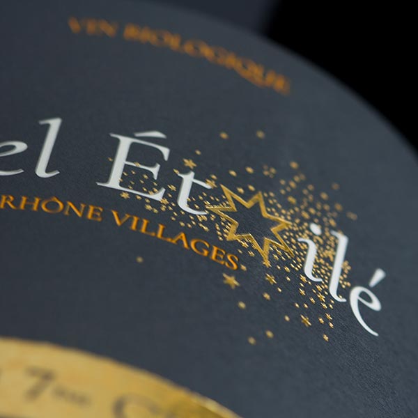 Côtes-du-Rhône Villages Visan : Étiquette vin Ciel étoilé, Vaucluse.